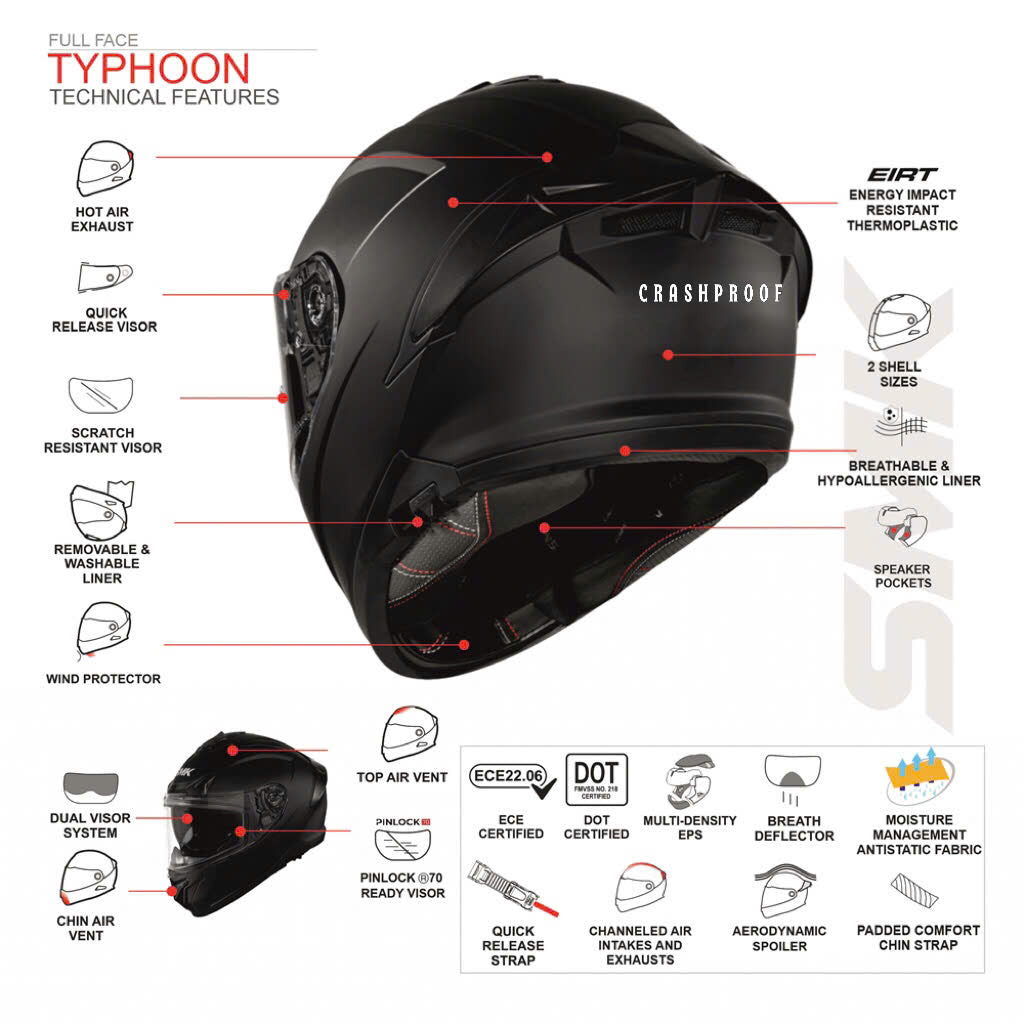 FULLFACE CRASHPROOF TYPHOON FREERIDE MA251 HELMET CP - MH006
