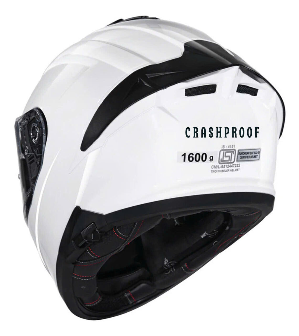 FULLFACE CRASHPROOF TYPHOON WHITE GL100 HELMET CP - MH007