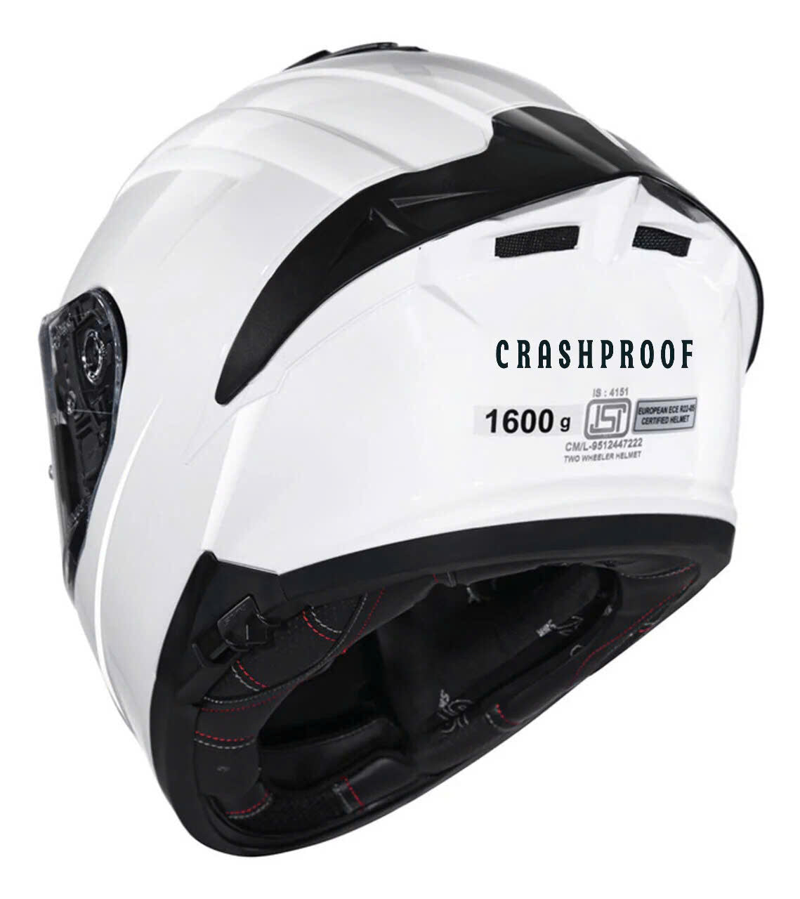 FULLFACE CRASHPROOF TYPHOON WHITE GL100 HELMET CP - MH007